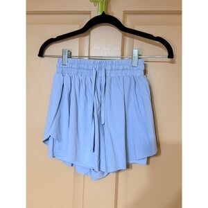 Revival Light Blue High Waisted Smocked Athletic Flowy Shorts Skort Small